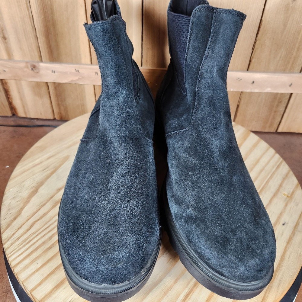Sorel Carson Chelsea Boots Mens Size 12 Black Suede Pull On Lug Sole‎ Winter - Picture 2 of 9